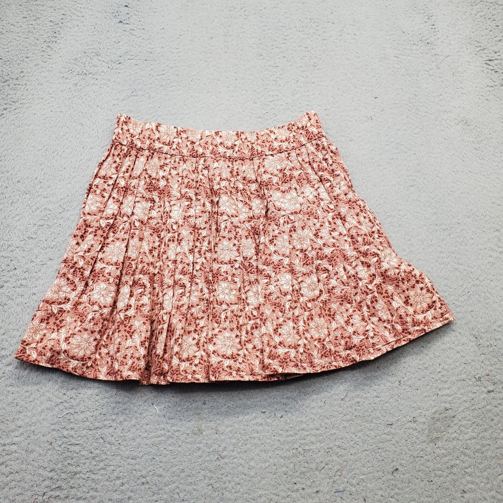 American Eagle A-Line Skirt Womens M Multi Floral Cotton Blend Pleated Pull On - Picture 2 of 8